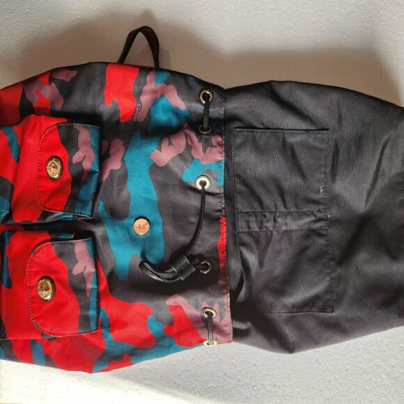 RARE Coach nylon backpack/daypack F11848 in colorful camo with leather straps - Picture 4 of 14